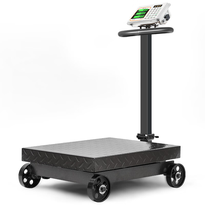 Electronic scale commercial wheeled folding 500kg scale weighing 300kg electronic scale 600 floor scale counting platform scale 300kg dual display black characters three holes charging 40*50