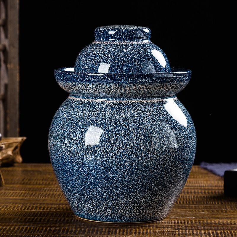 Yayan Ceramics Jingdezhen Ceramic Pickle Jar Household Sauerkraut Jar Thickened Handmade Pickle Jar Pickled Salted Chicken and Duck Egg Jar (10 catties water capacity) 5L