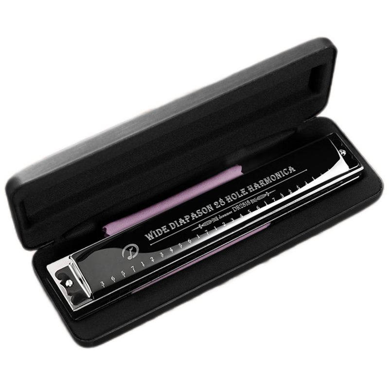 Swan (SWAN) imported gong harmonica 28 holes polyphonic heavy C key beginners learning men and women professional playing birthday gift engraving 28 holes C key black accented full gift package