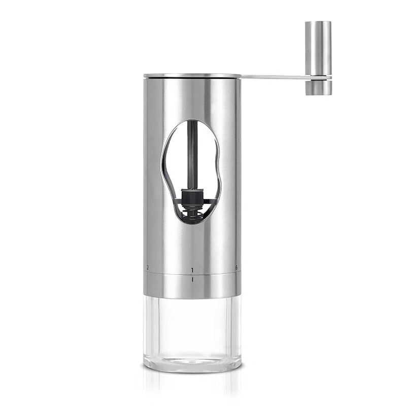Likuai hand grinder coffee machine imported from Germany, hand-cranked bean grinder, manual coffee bean grinding machine, portable coffee machine, stainless steel color
