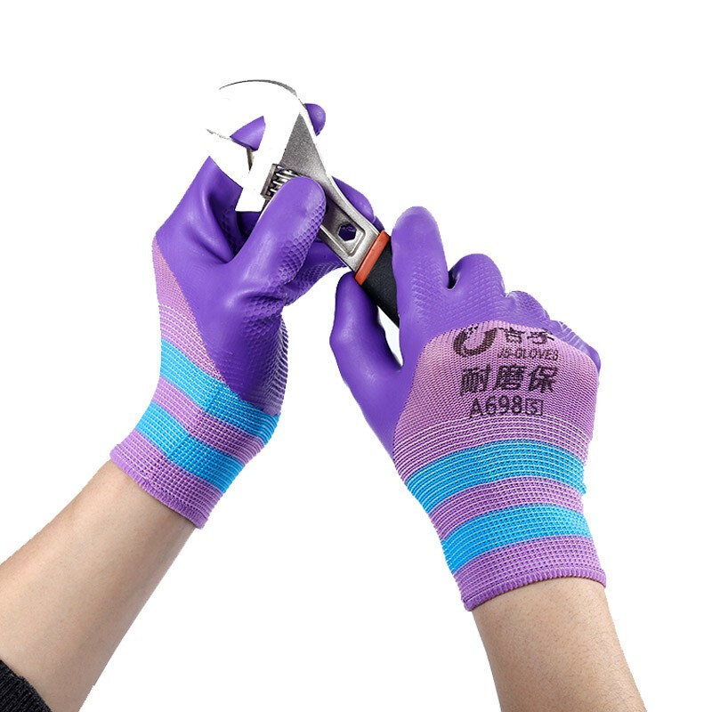 Women's small size Jishou A698 labor protection gloves rubber waterproof, non-slip and breathable construction site labor work Jishou wear-resistant protection A698S 24 pairs free shipping