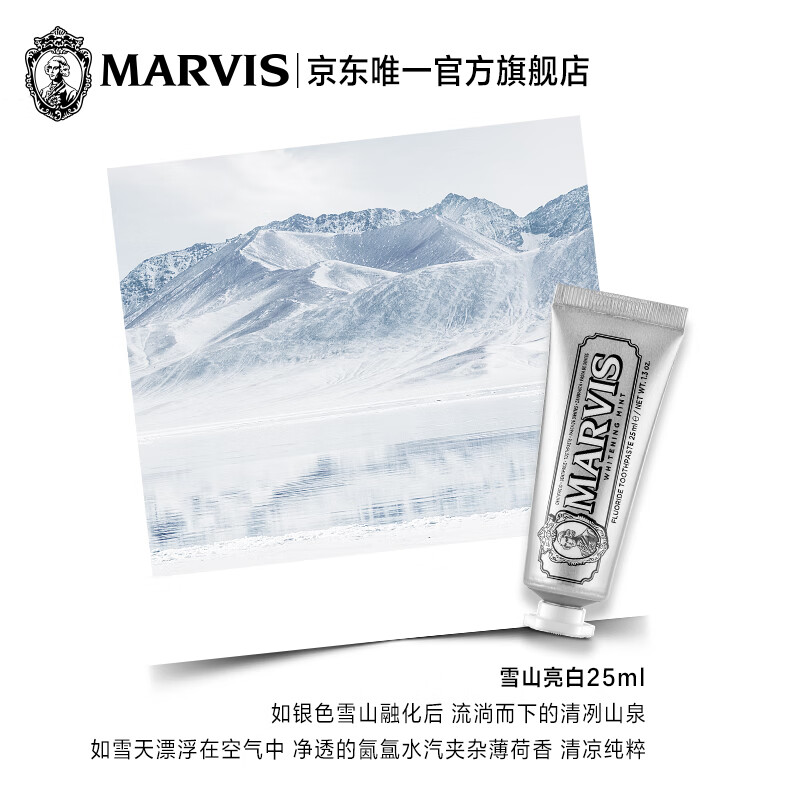 MARVIS Brightening Mint Toothpaste 25ml (Silver) Whitening Teeth Imported from Italy