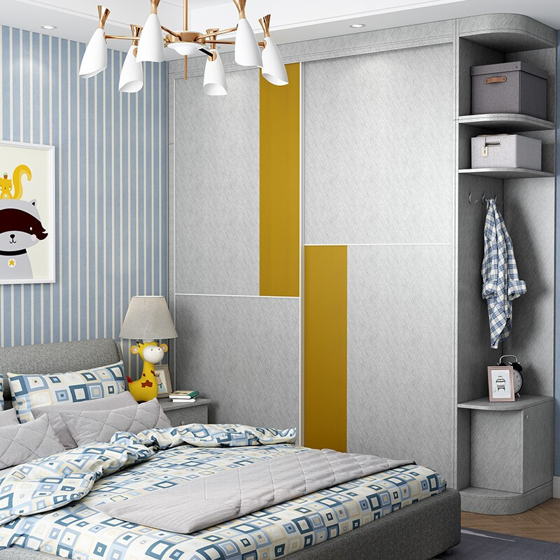 Schneiman whole house customized wardrobe integrated sliding door wardrobe walk-in sliding door bedroom furniture modern simple wardrobe custom-made white cherry (/square meter)