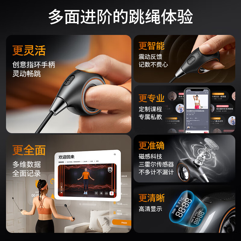 Philips Smart Ring Skipping Rope, Aerobic Fitness Counting Cordless, Weight Loss and Fat Burning, Pocket Skipping Rope
