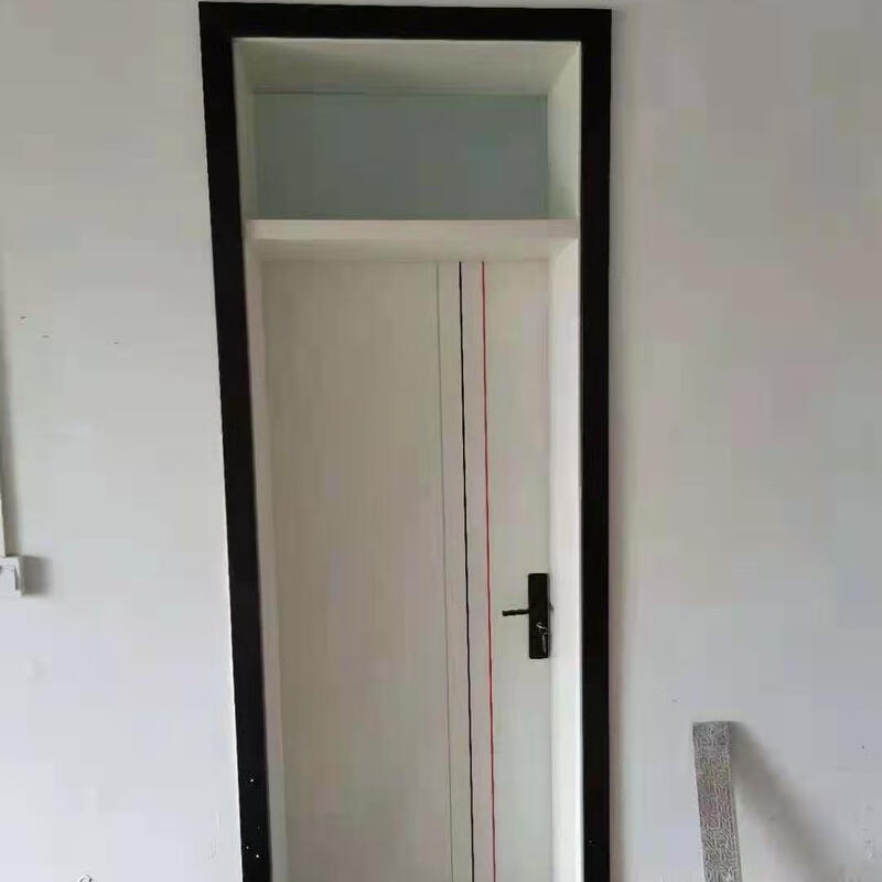 A complete set of interior doors for bedrooms with bright windows in the night, a complete set of bright steel-wood ecological doors, engineering interior doors, solid wood boards, multi-layer lines + bright windows