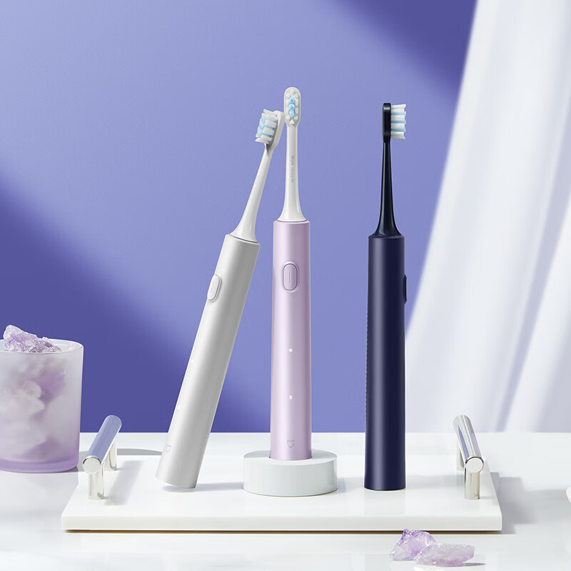 Mijia Xiaomi Electric Toothbrush T302 Adult/Student 4 Teeth Cleaning Modes 150 Days Battery Life 4 Brush Heads Frost Purple for Boyfriend/Girlfriend New Year’s Gift and Christmas Gift