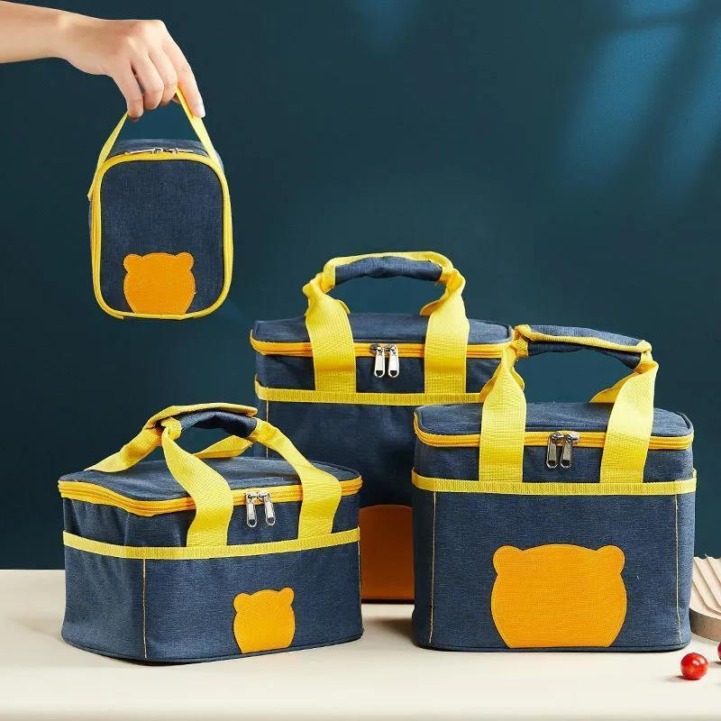 Yuhua Insulated Bag Cooler Bag Aluminum Foil Thickened Lunch Box Bag Large Capacity Meal Bag Outdoor Cold Lunch Bag Handbag (24x15.5x19.5) Extra Medium New Style Handbag (Completely Waterproof)