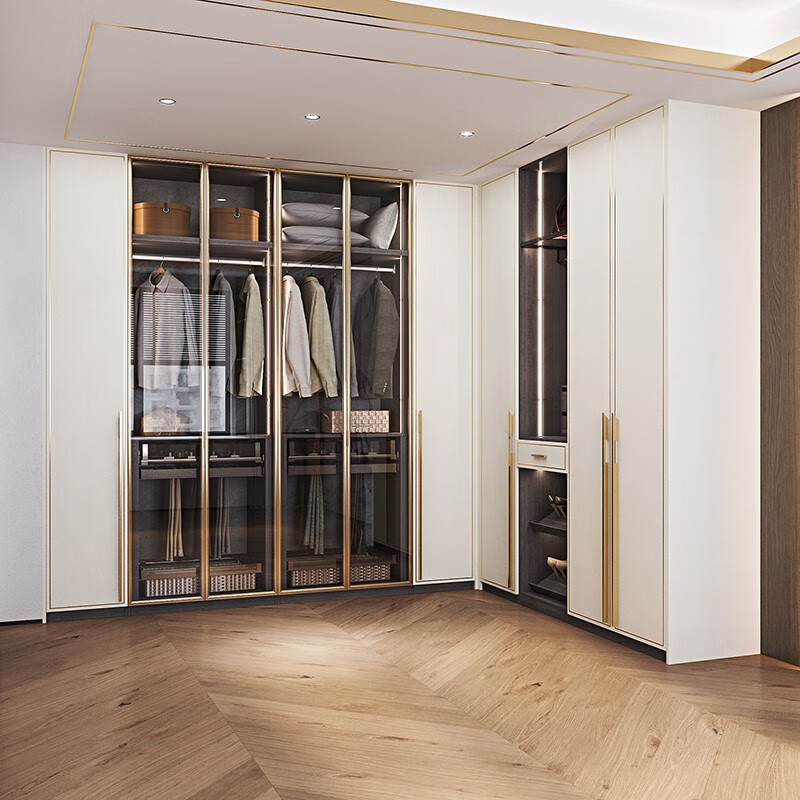 Oubli wardrobe customization, light luxury modern walk-in closet, bedroom wardrobe customization, one cabinet to top wardrobe storage cabinet, customization gold, actual payment can be deducted from the equal amount of payment
