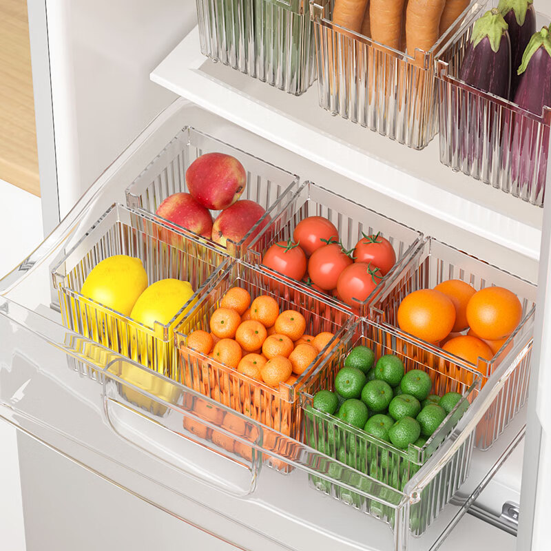 Dining General Refrigerator side door storage box 3-pack fresh-keeping box freezer inner storage rack storage box fresh-keeping artifact white