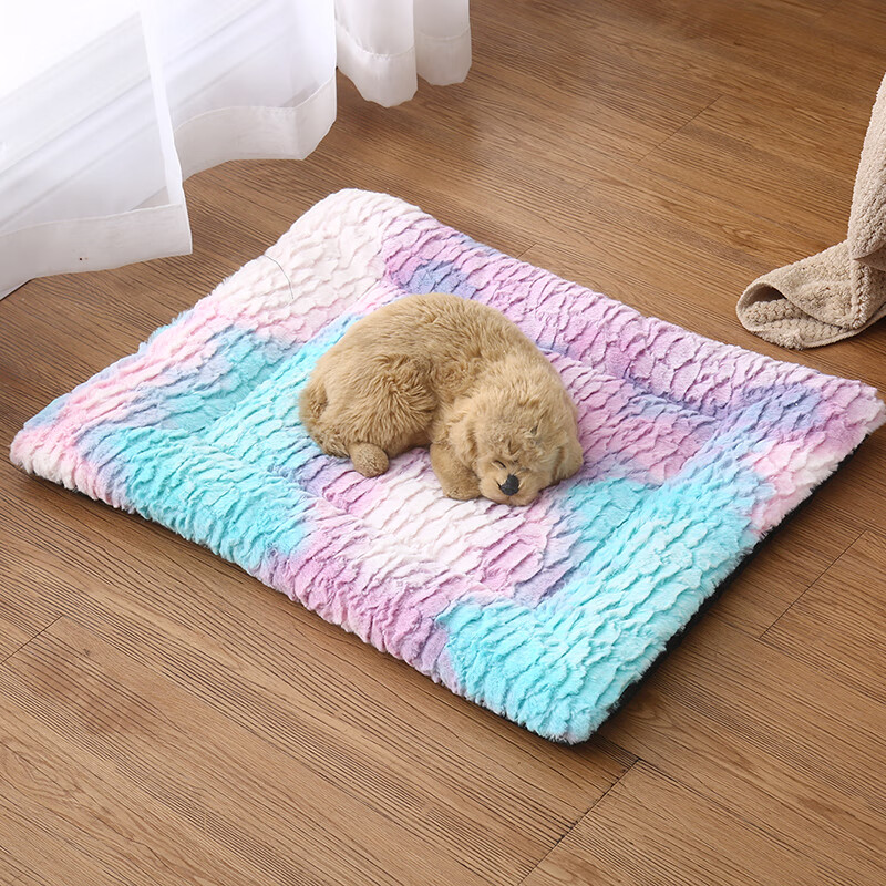 Panda Rabbit Cat and Dog Mat Autumn and Winter Soft Imitation Rabbit Velvet Cat and Dog Mat Cat Nest Dog House Mat Color Random 80cm*60cm