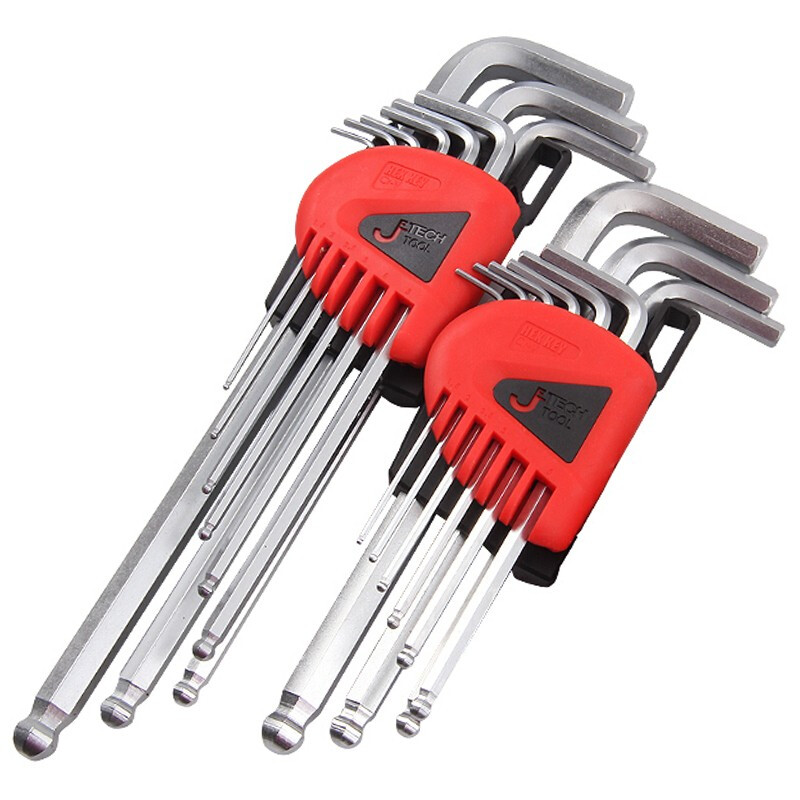JETECH hexagonal wrench set, hexagonal screwdriver set, ball head hexagonal key, hexagonal set, hardened metric hexagonal wrench, BL-C9 chrome-plated special length, 9 pieces