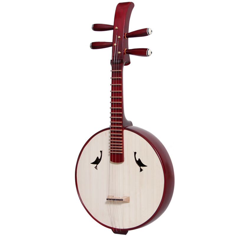 FLOFAIR ethnic plucked instrument hardwood bone flower beginner entry level examination Zhongruan Qin ZR-01 band troupe hardwood unnotched elbow round sound hole Zhongruan
