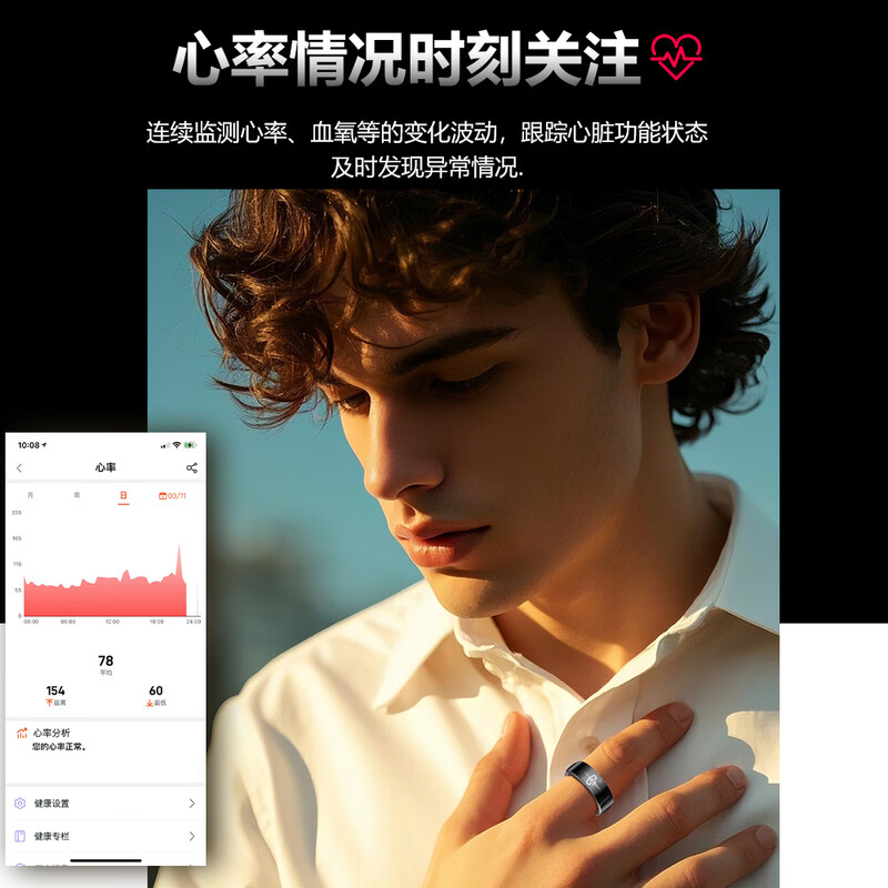 CH 2026 New Product Blood Pressure Blood Sugar Smart Ring AI ECG Sleep Blood Oxygen Heart Rate Sports Health Ring Remote Care Real-Time Monitoring Health Sports Ring