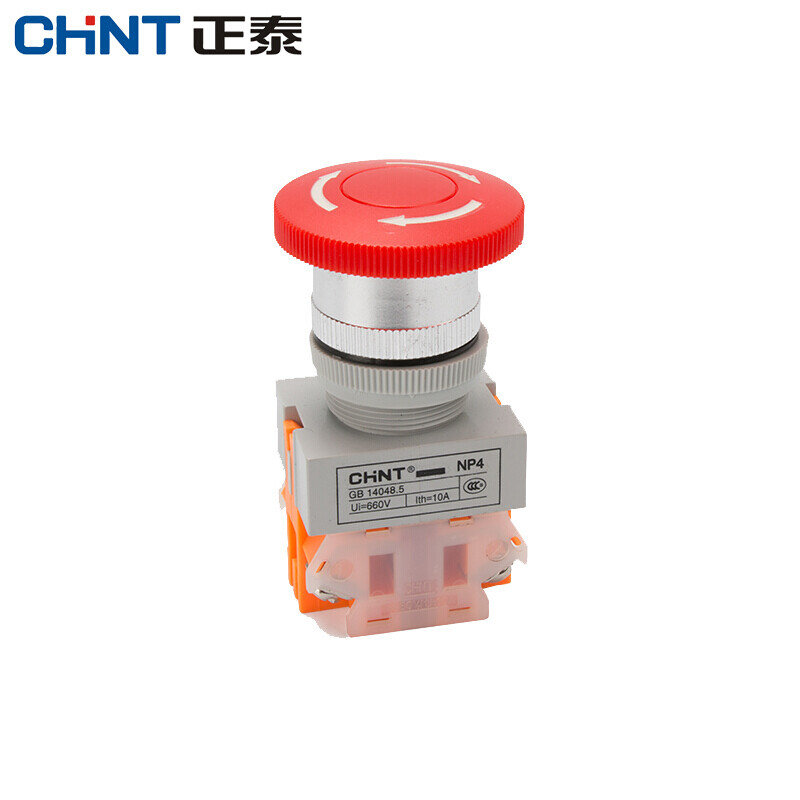 Chint (CHNT) emergency stop switch emergency stop self-locking control button mushroom head self-locking protection one open and one closed NP4-11ZS/1-R yellow