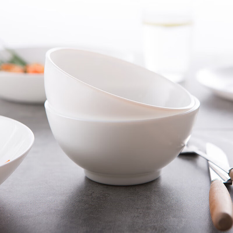 Lemeiya household tableware 6-piece set of dishes, glass dinner plates, bowls, Chinese white plates, microwave oven