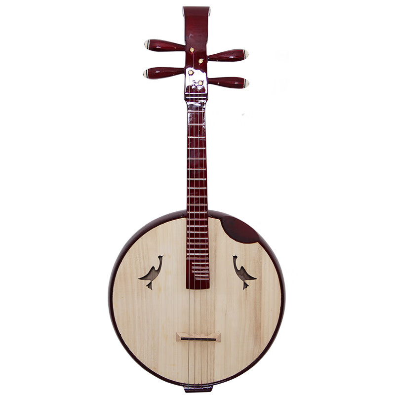 FLOFAIR ethnic plucked instrument hardwood bone flower beginner entry level examination Zhongruan Qin ZR-01 band troupe hardwood unnotched elbow round sound hole Zhongruan