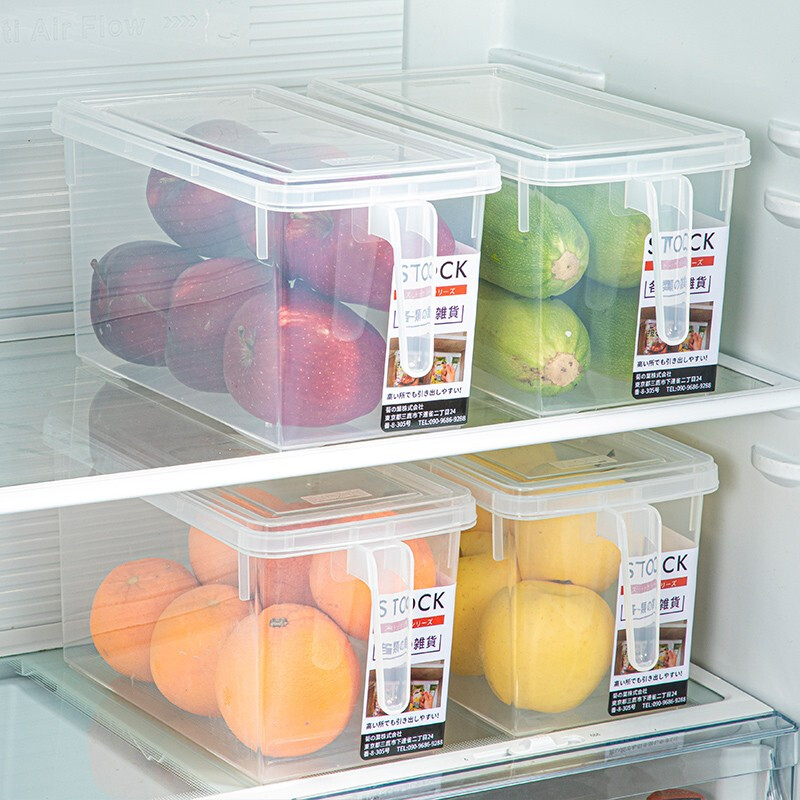 Home KATEI STORY Japan imported refrigerator storage box crisper food grade plastic storage box frozen kitchen fruit organizer box with handle * 4.7L