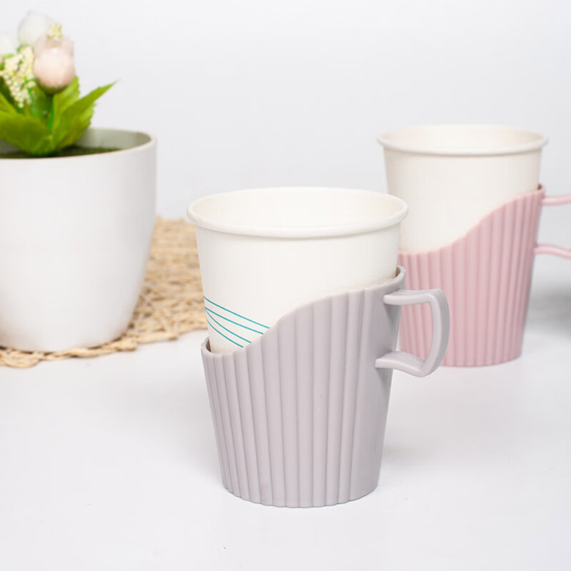 Fully suitable disposable paper cup holder, office saucer, cup holder, boiling water insulation cover, paper cup box, plastic cup cover, gray 12 pack
