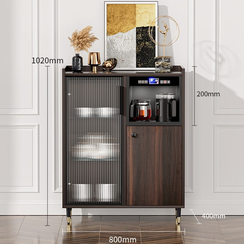 MEILINGDA Home Modern Light Luxury Style Remote Control Intelligent Solid Wood Fully Automatic Tea Bar Machine Office Water Dispenser Living Room Tea and Water Integrated Cabinet Refrigerator Red Wine Refrigerator Bottle Sterilizer Cabinet Solid Wood 916 Walnut (Storage Cabinet) Hot and Cold Type Warm