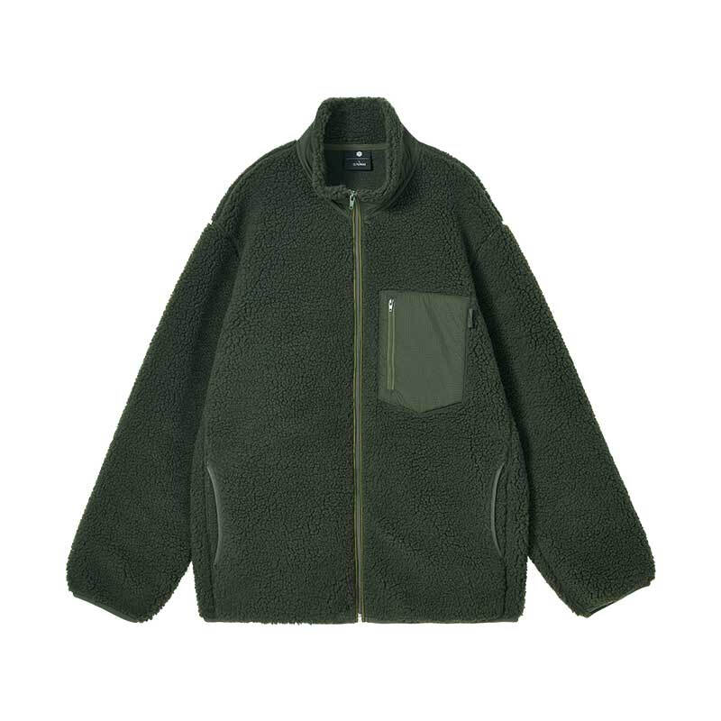 Jingjing Tokyo-made jacket men's lamb wool autumn and winter jacket couple loose thickened clothing dark army green XL