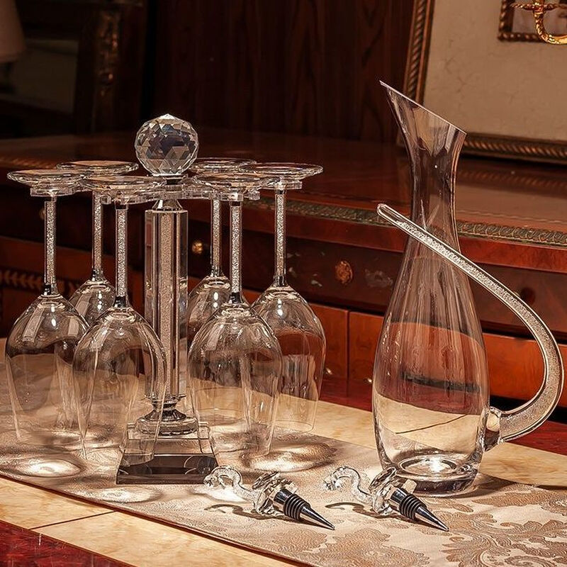 Swarovski red wine glass red wine glass set household crystal diamond wine glass goblet one 470 pair + gift bag