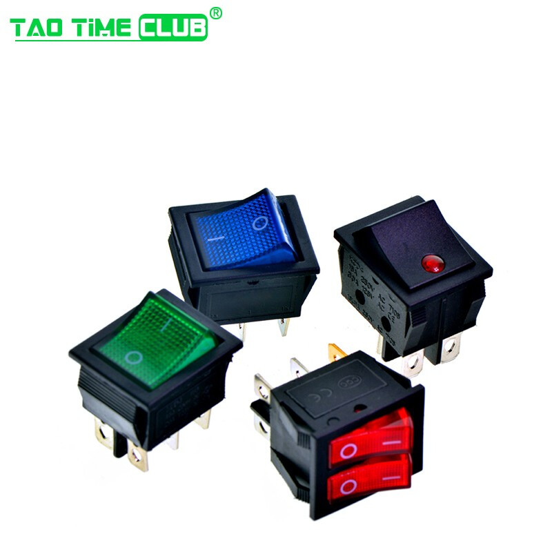 KCD4 boat switch boat switch rocker power button 4 6-pin red light green light 31x25mm16A250V 6-pin 3-speed red light (1 piece)