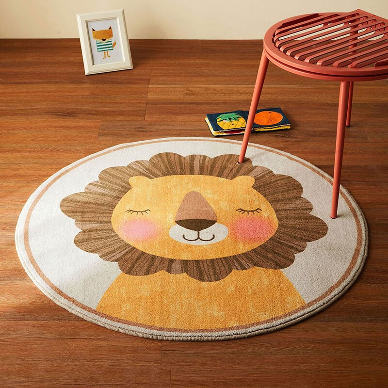 Lin's Life Lin's Home Wood Industry Children's Carpet Round Bedroom Girl Boy Home Animal Cartoon Cute Small Blanket Lion Rayne G1BYA033 Carpet 800mm*800mm