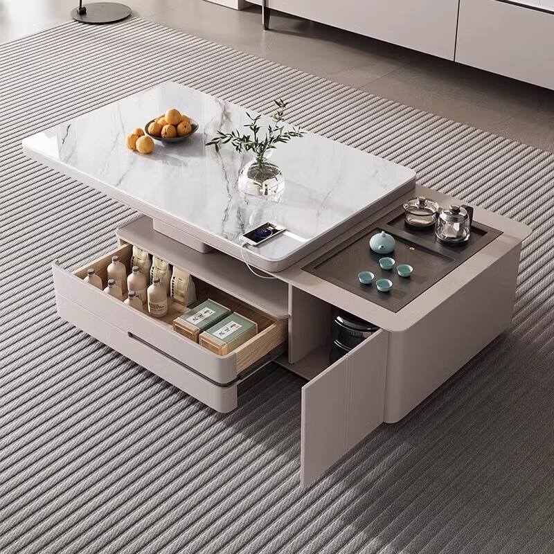 Deting living room coffee table with kettle integrated microcrystalline stone stretching dual-purpose Kung Fu tea table home coffee table TV cabinet 1.2 meters telescopic coffee table tea style fully equipped