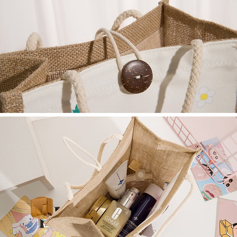 Huao genuine Disney Winnie the Pooh doll handbag cartoon environmentally friendly multi-purpose bag practical holiday gift for wife beige cotton and linen 24cm