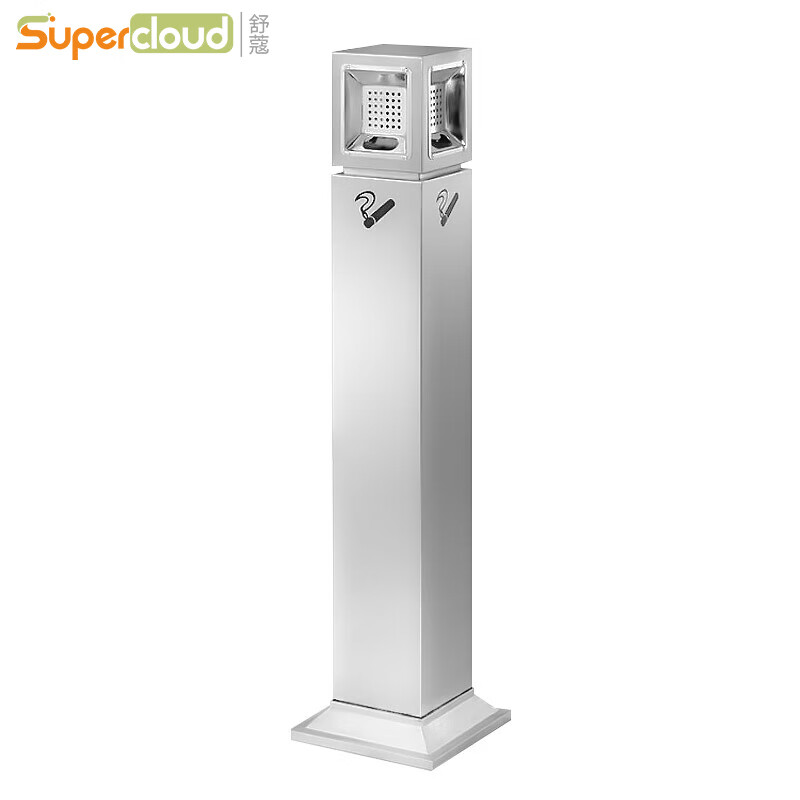 Supercloud Outdoor Stainless Steel Ash Column Vertical Cigarette Butt Column Smoking Column Smoke Extinguishing Trash Can Outdoor Floor Standing Ashtray Ash Bucket Square Top Type A
