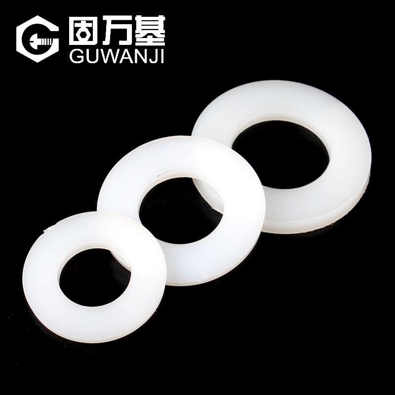 Guwanji white enlarged nylon gasket plastic gasket insulating rubber flat gasket plastic round ultra-thin nylon flat gasket M3*6*1 (200 pieces)