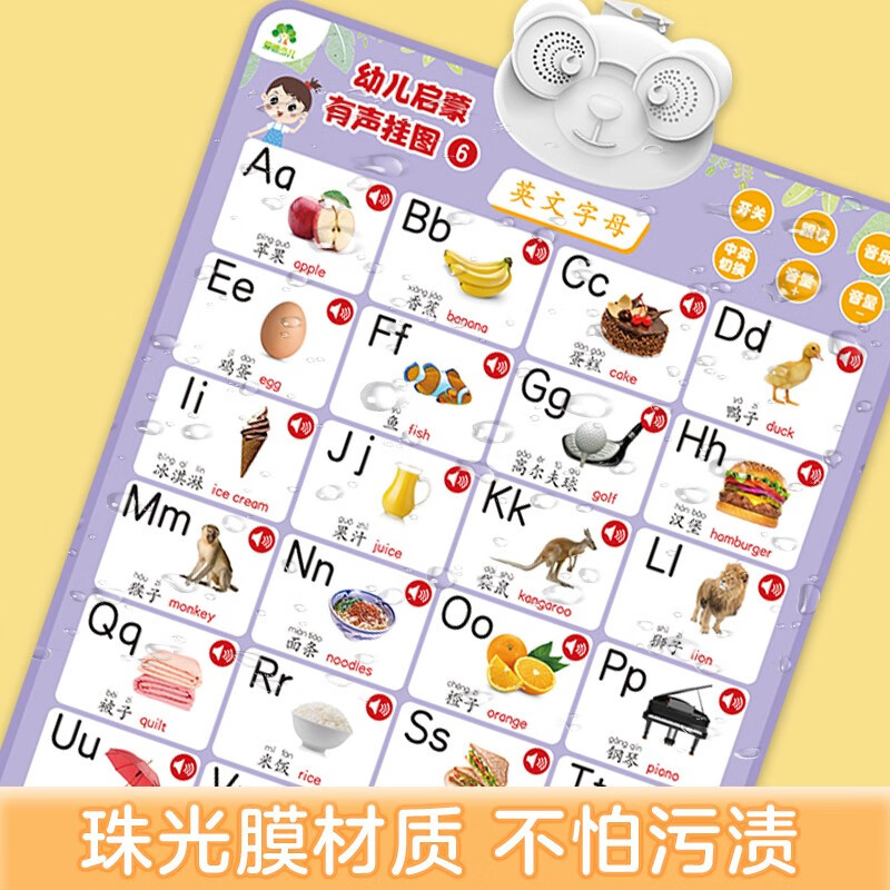 Toddler enlightenment audio wall chart English alphabet 3-6 years old children's early education toys enlightenment cognitive English alphabet reading picture recognition object point reading sound wall chart
