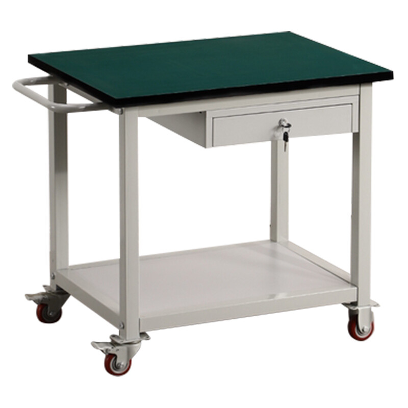 Wenstan W7668 double-layer one-pull anti-static mobile workbench laboratory trolley wheeled movable packaging table 100*60*75cm one-pull customized