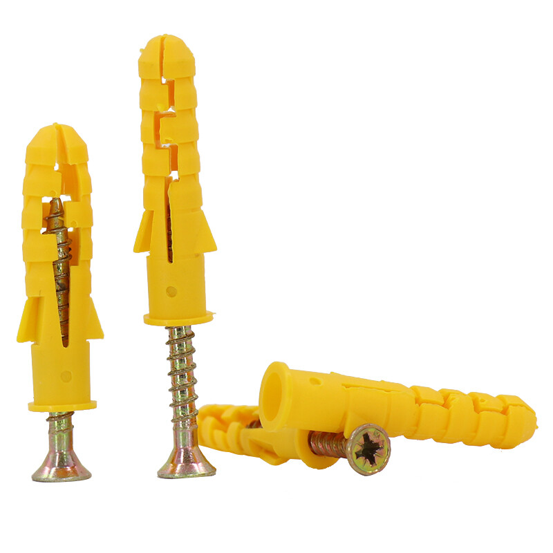 Hasdick Beijing warehouse delivery small yellow croaker plastic expansion tube expansion screw rubber plug bolt expansion plug self-tapping screw set 6*60mm 100 sets