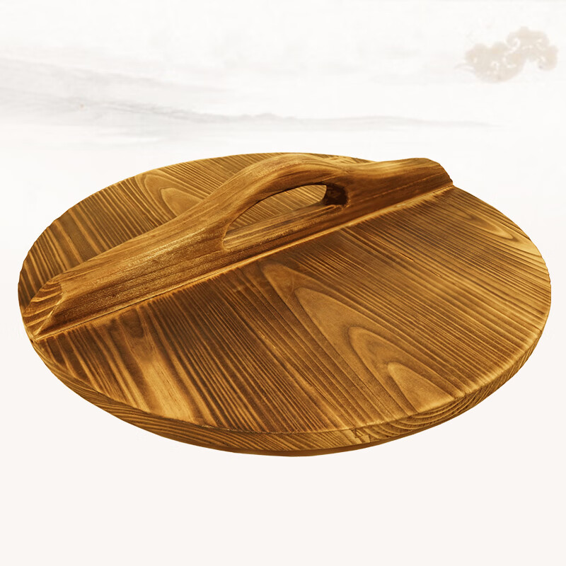 The Legend of the Pot Thickened Old-fashioned Large Pot Lid Household Customized Wooden Iron Pot with Handle Solid Wood Extra Large Round Wooden Lid for Insulation Diameter 28cm
