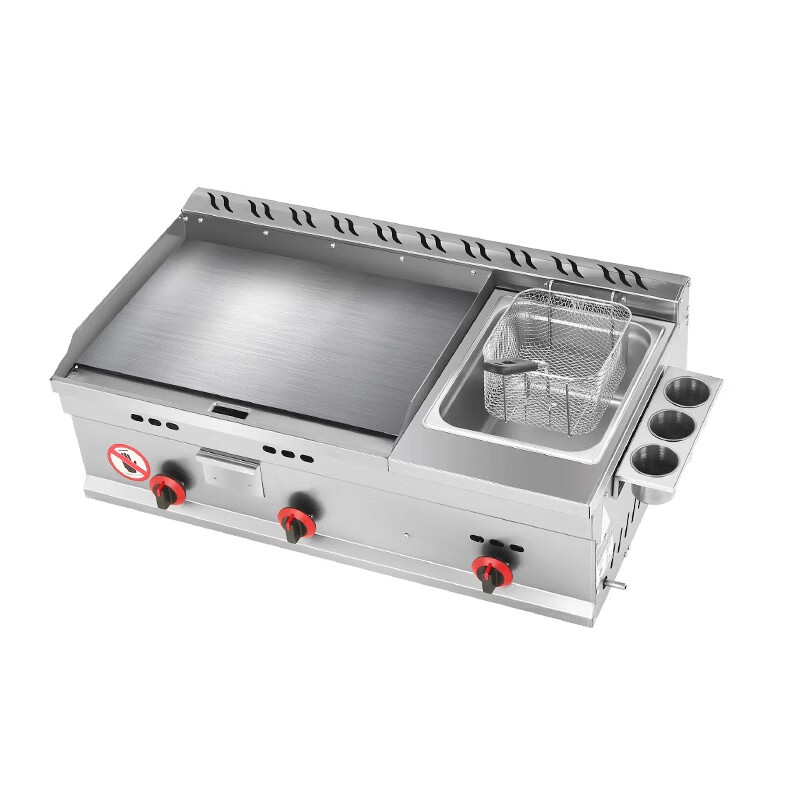 Teppanyaki merchants set up stalls with hand-caught cake machines, Teppanyaki fryers, all-in-one griddles, gas fryers, cold noodle machines, 80x50 black iron plates, thickened griddles, and thickened large frying pans.