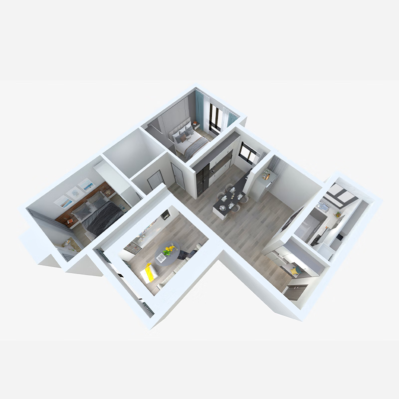 Bunny whole house customized small apartment ENF multi-layer board walk-in cloakroom wardrobe combination customized furniture 20ENF grade solid wood multi-layer board package