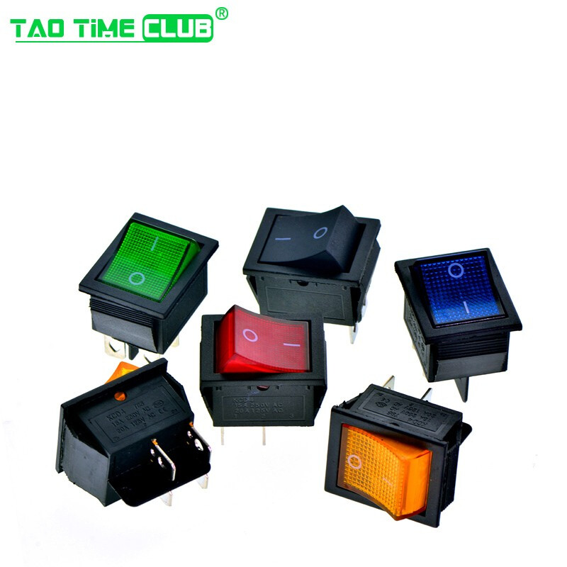 KCD4 boat switch boat switch rocker power button 4 6-pin red light green light 31x25mm16A250V 6-pin 3-speed red light (1 piece)