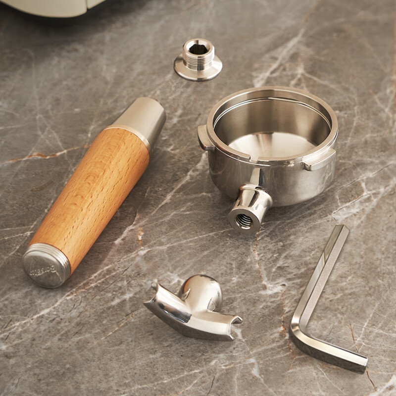 Barsetto/Yumtu 58mm professional horn handle stainless steel solid wood grip coffee machine accessories horn handle (walnut)