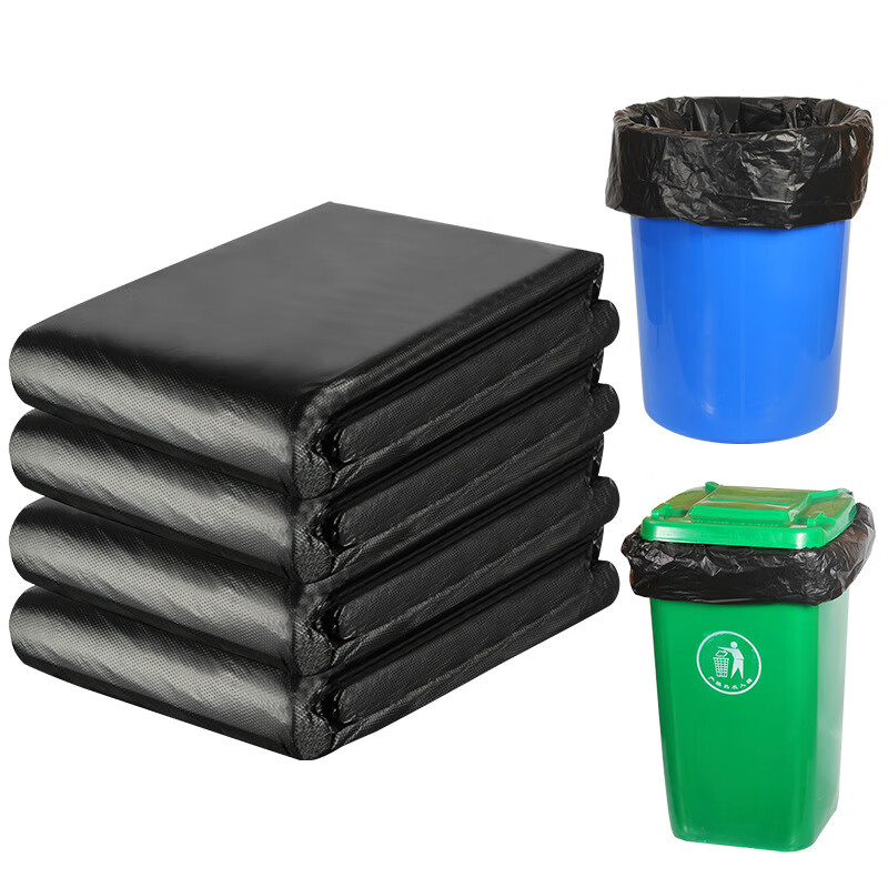 Large garbage bag large thickened extra large black hotel property plastic bag disposable large quantity commercial wholesale black width 45x length 50x thickness 2 wire new material 100 pieces