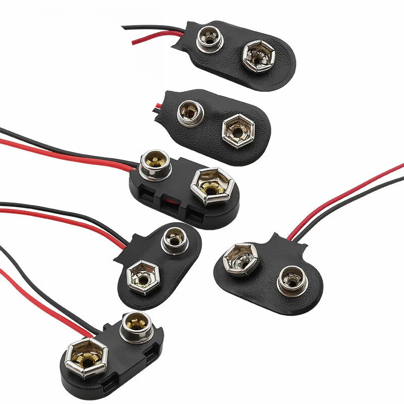 Shushe 9V battery buckle interface connector T-shaped/I-shaped cable length 15CM9V battery box battery cap battery buckle T-shaped battery buckle hard shell