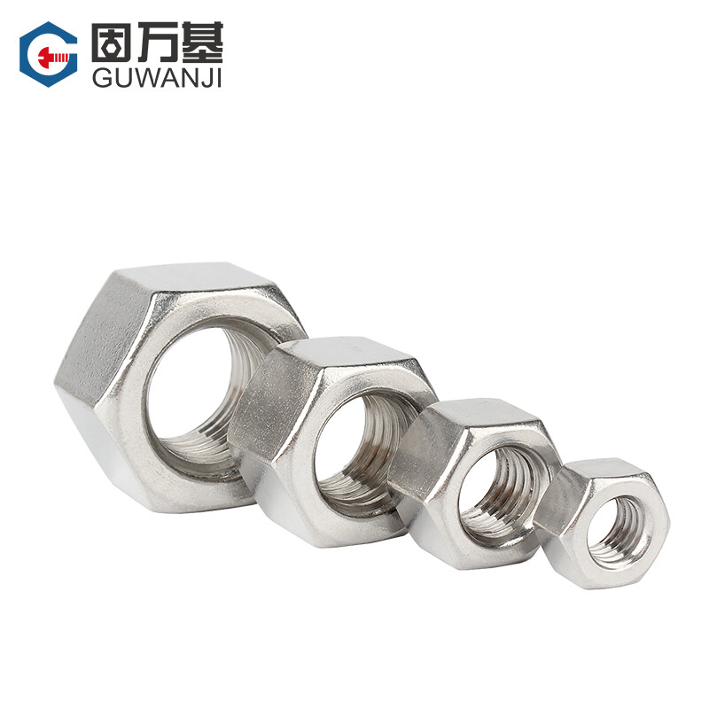 Guwanji 304 stainless steel thickened nut hexagonal nut screw nut large national standard GB6175 fastener M3 100 pieces thickness 2.4mm