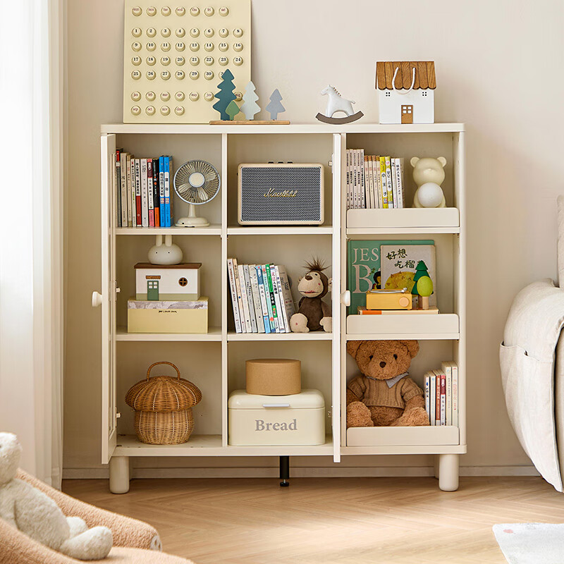 Lin's Home Children's Bookcase Bookshelf Living Room Standing Cabinet Storage Storage Cabinet Floor-standing Home Bookcase with Door LH277X2