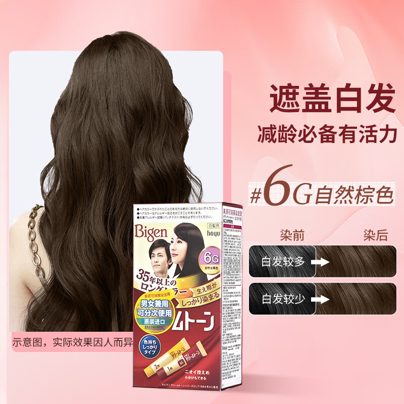 Bigen Meiyuan imported Kerimu hair dye natural brown 6G plant extract to cover white hair dye for both men and women to cover white hair