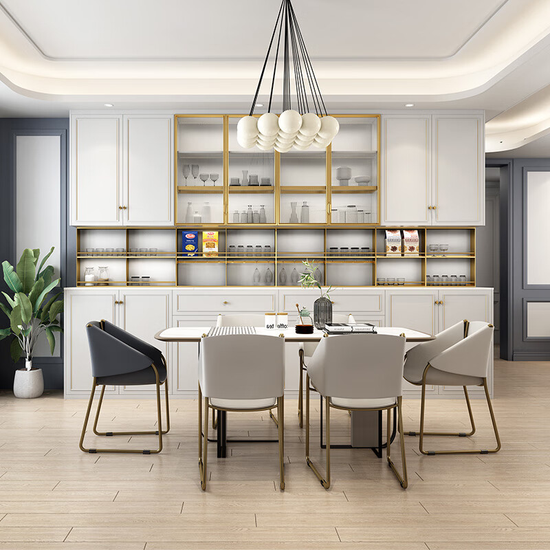 Sofia integrated wardrobe Nordic light luxury bedroom furniture multi-functional storage cloakroom wardrobe Aluminum frame glass door wardrobe Yuan/square meter Klavika series