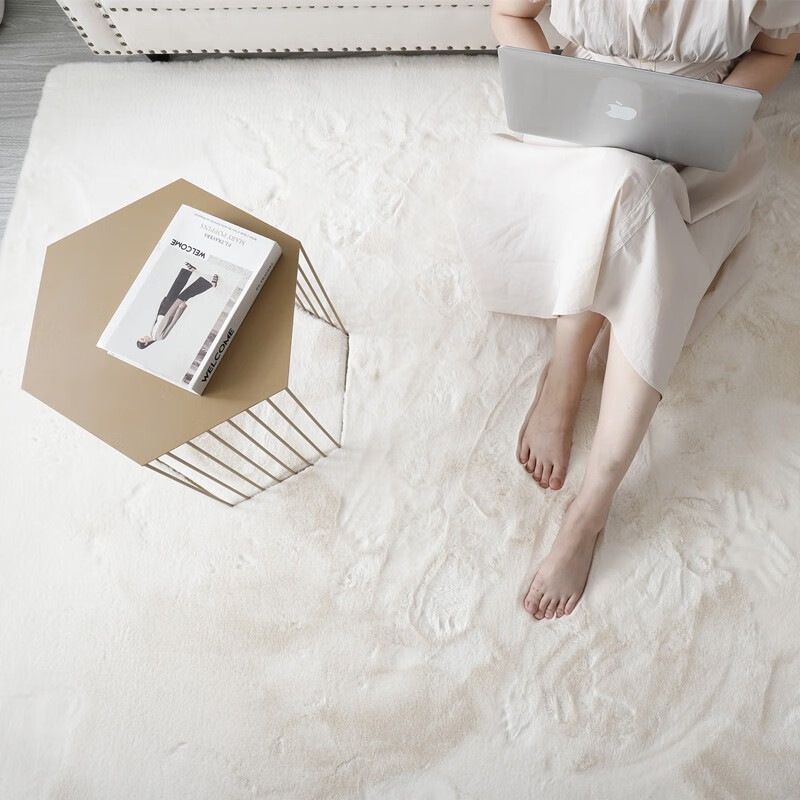 Budis Living Room Carpet Bedroom Carpet Imitation Rabbit Hair Long Hair Customizable Sofa Coffee Table Bedside Blanket Solid Color Rabbit Hair Off-White Imitation Rabbit Hair 50*160CM Long Hair