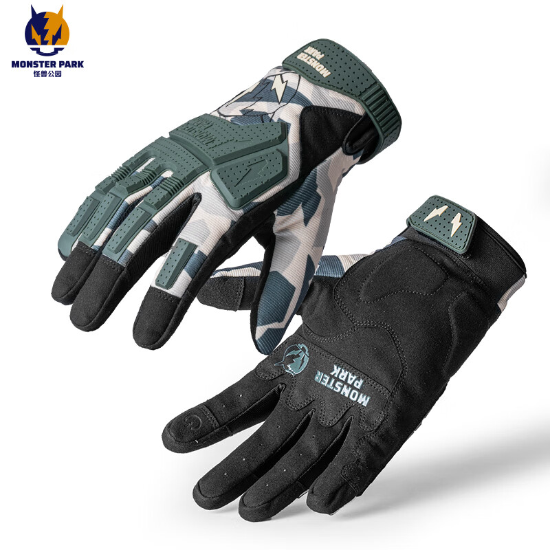 MONSTER PARK motorcycle riding gloves for men, anti-fall, wear-resistant, touch-screen motorcycle riding equipment for women, summer, black L