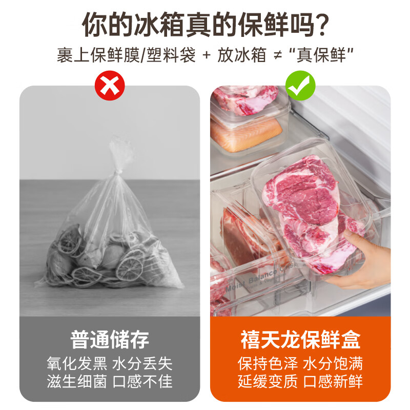 Xitianlong refrigerator crisper food grade refrigerator storage box plastic sealed box vegetable and fruit freezing box 7.3L