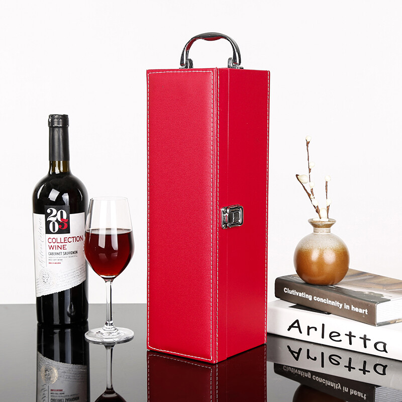Chuangweiyue red wine leather box packaging box empty box wine gift box wine set high-end red wine leather case portable wine box gift box brown single leather box with wine set