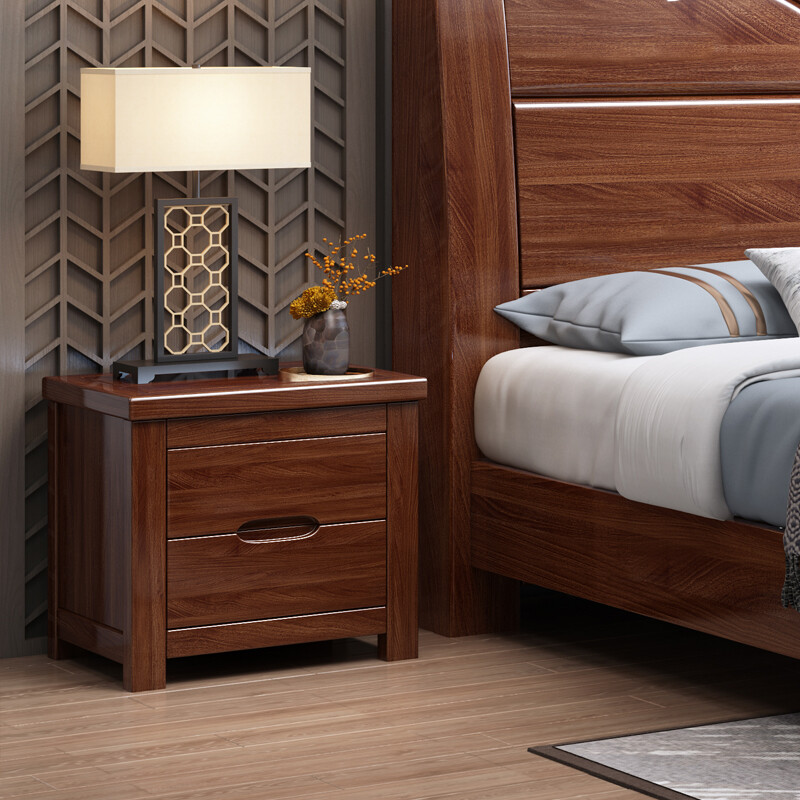 Maiyayue Solid Wood Bed Walnut Solid Wood Bed Chinese Double Bed Simple Home Master Bedroom Marriage Bed Solid Wood Large Bed Walnut Bed + 20cm Latex Spring Mattress 1500*2000mm Frame Model